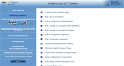 Desktop Screenshot of corporateonline.gov.bc.ca