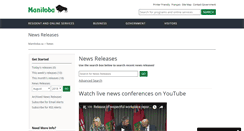 Desktop Screenshot of news.gov.mb.ca